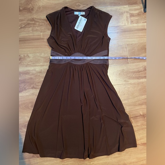 Y2k Brown on Brown Empire Waist Evan Picone Mini Dress Size 6 - Picture 8 of 10